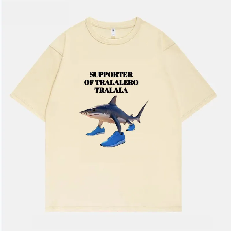 

Summer Fun running Shark Terrier T-shirt Tralalero Tralala T-shirt Supporter for men Fashion retro humor top pure cotton T-shirt