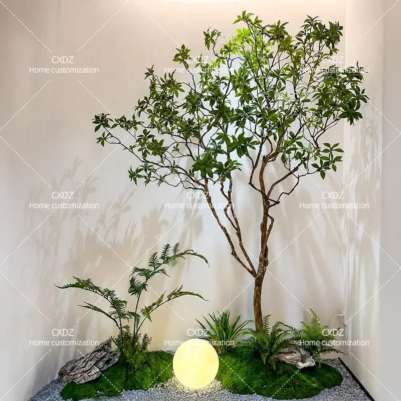 Large Artificial Banyan Tree Indoor Simulation Plant Greenery Decor for Home Office Window Landscape Modern Fake Ficus Tree
