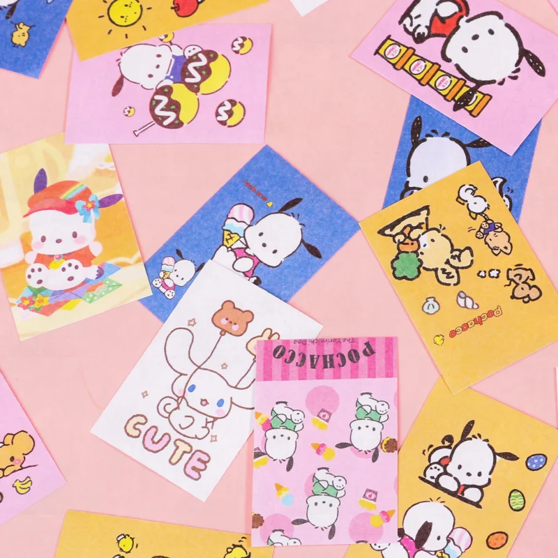 New Sanrio Mini Portable Sticker Book Melody Cinnamoroll Hello Kitty Handbook Material Kawaii Girl Children\'s Gift Free Shipping