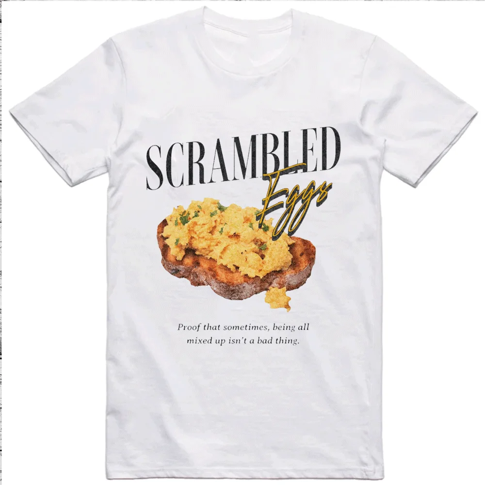 Funny Scrambled Eggs Graphic T-Shirt Retro Breakfast Tee Bootleg Funny Food Shirt Brunch Gift for Foodie, Unisex Cotton Tee Top