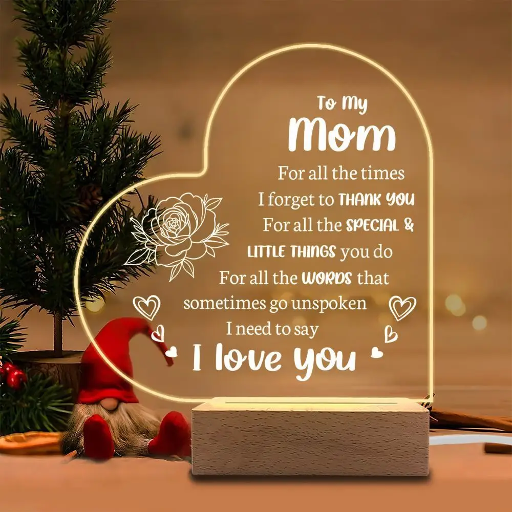 

1PC Acrylic Luminous Ornament Photography Accessories, USB Base, Mom Gift, Xmas/Mother's Day Collectible Figurines