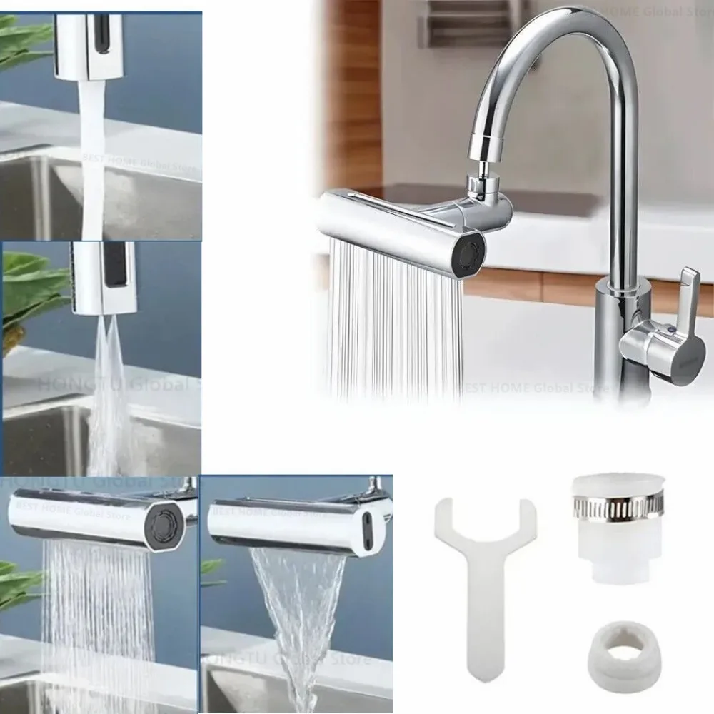 New 4 Modes faucet extender Kitchen Sink Waterfall Faucet Sprayer Bubbler Splash-proof Spout Bathroom Basin Tap Extender Adapter