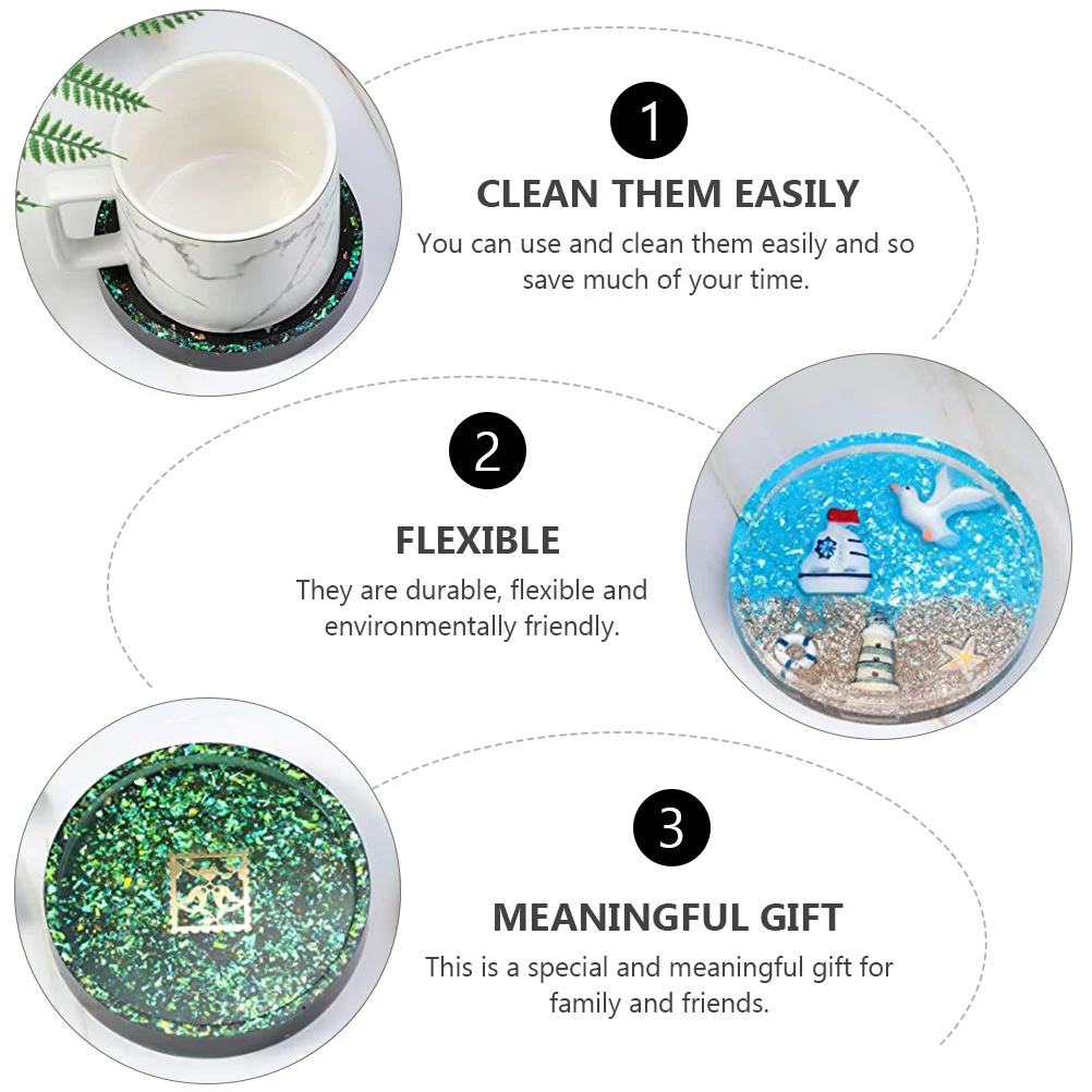 

4Pcs Eco Friendly Silicone Round Making Molds Cup Mat Epoxy Moulds Non Breakable Mold For Home Craft