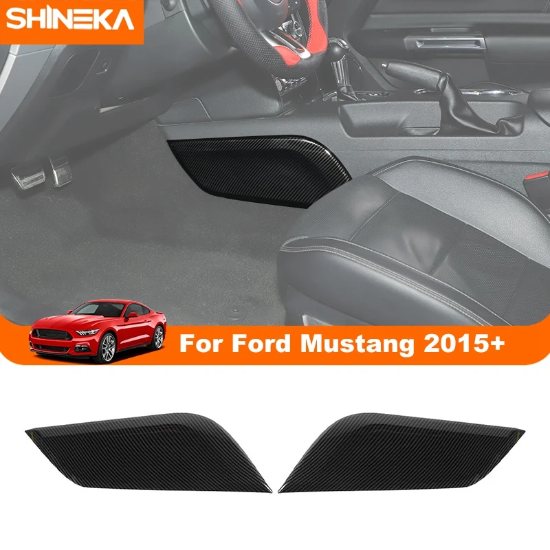 

SHINEKA ABS Carbon Fiber Gear Shift Side Panel Decoration Cover For Ford Mustang 2015 2016 2017 2018 Up Interior Accessories