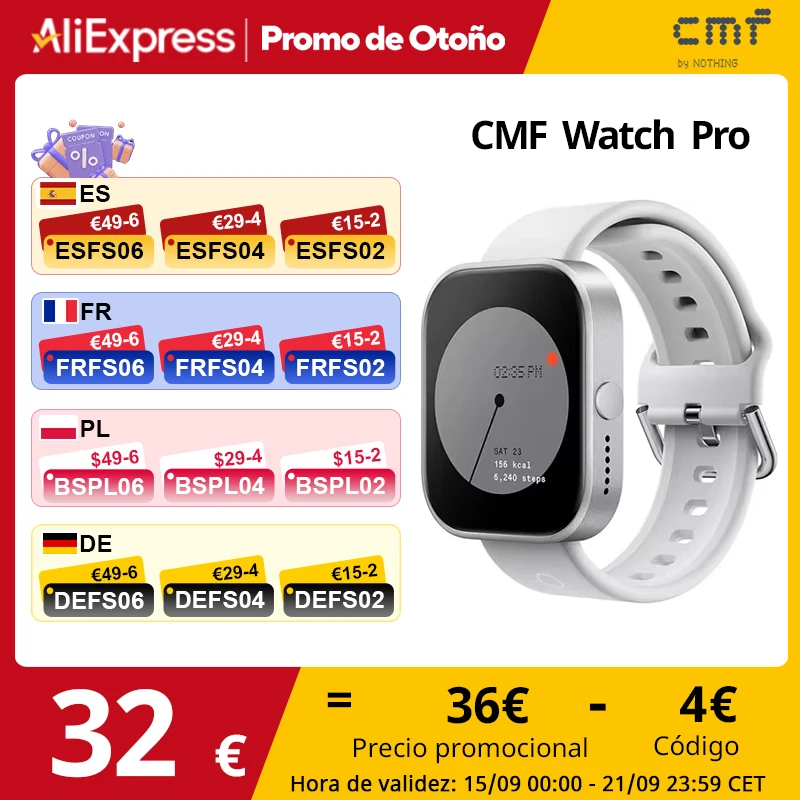 الإصدار العالمي CMF من Nothing Watch Pro 1.96 بوصة AMOLED بلوتوث 5.3 BT مكالمات مع AI للحد من الضوضاء GPS Smartwatch CMF watch Pro #1