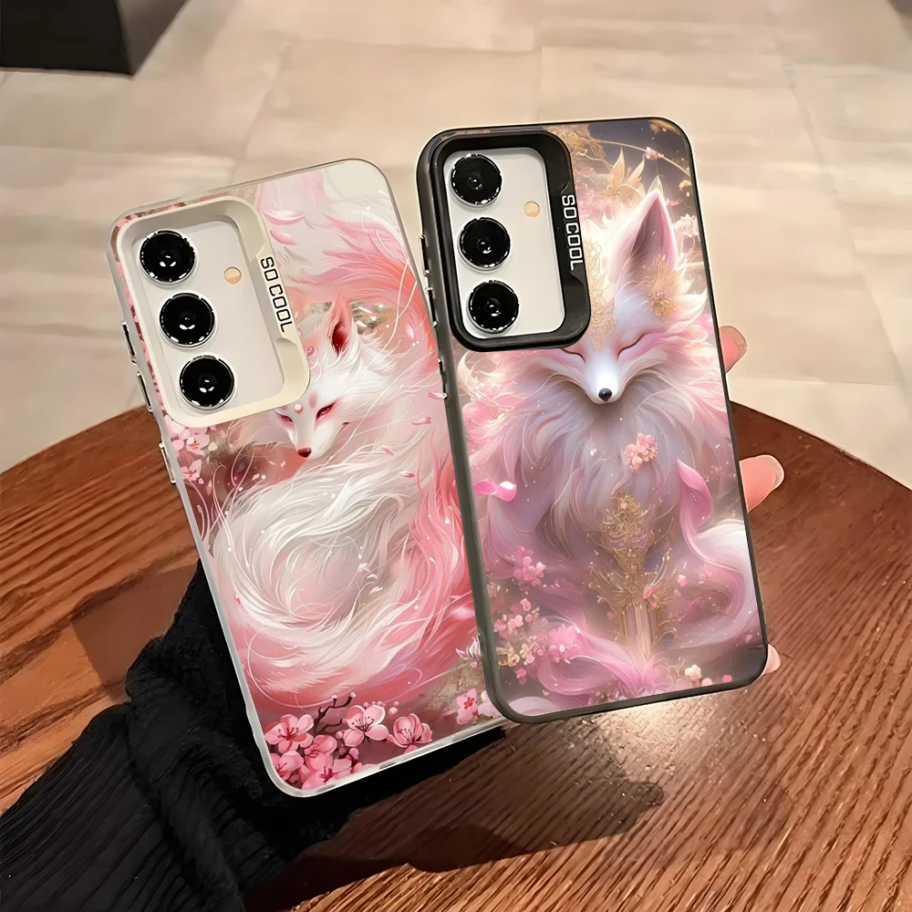 Phone Case for Samsung Galaxy A13 A14 A23 A02S A03 A05 A05S A52 A54 5G Shockproof Grey Silvery Phone Cover Animal Fox Present
