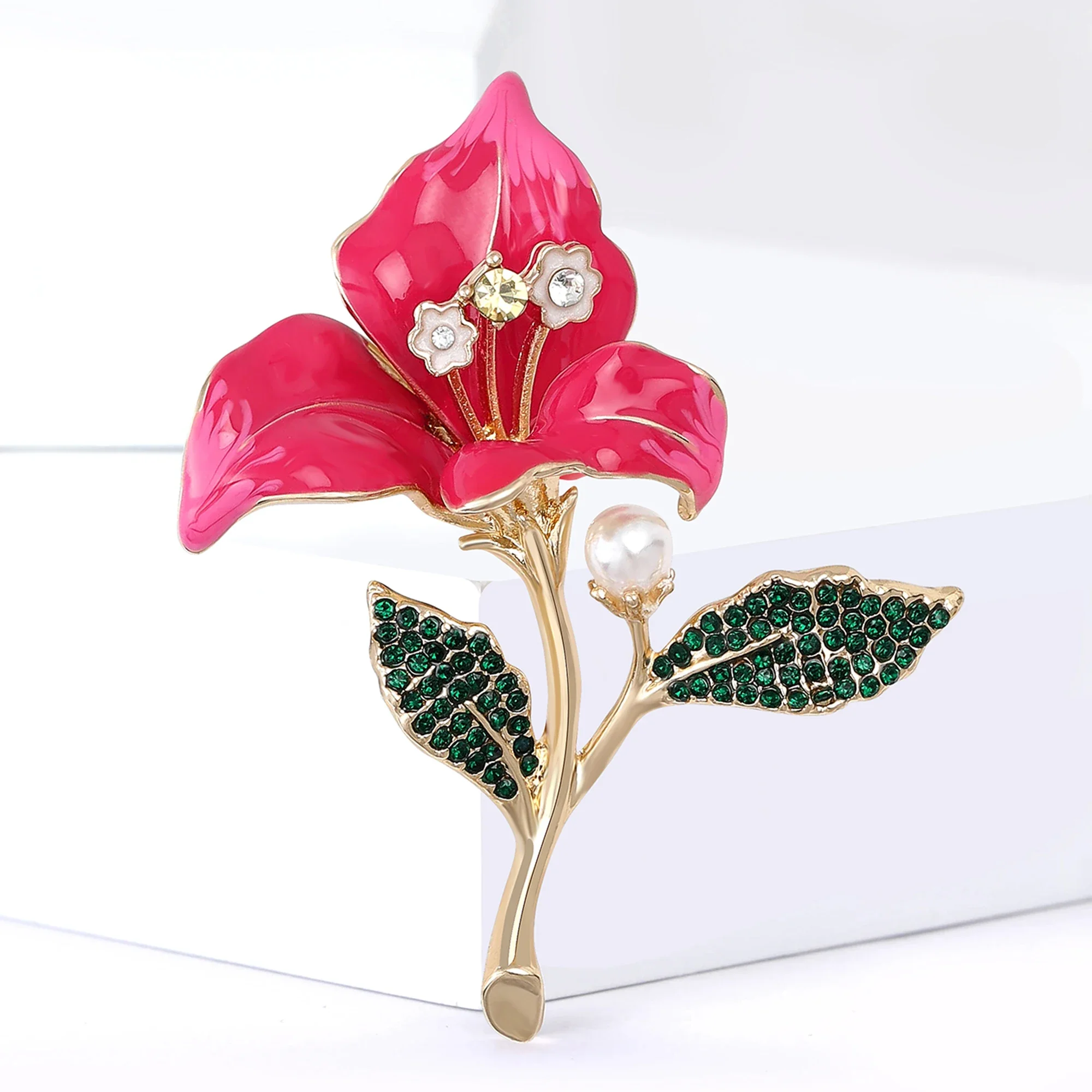 Exquisite Enamel Begonia Flower Brooches for Women Unisex Plant Pins 2-color Available Banquet Party Accessories Gifts