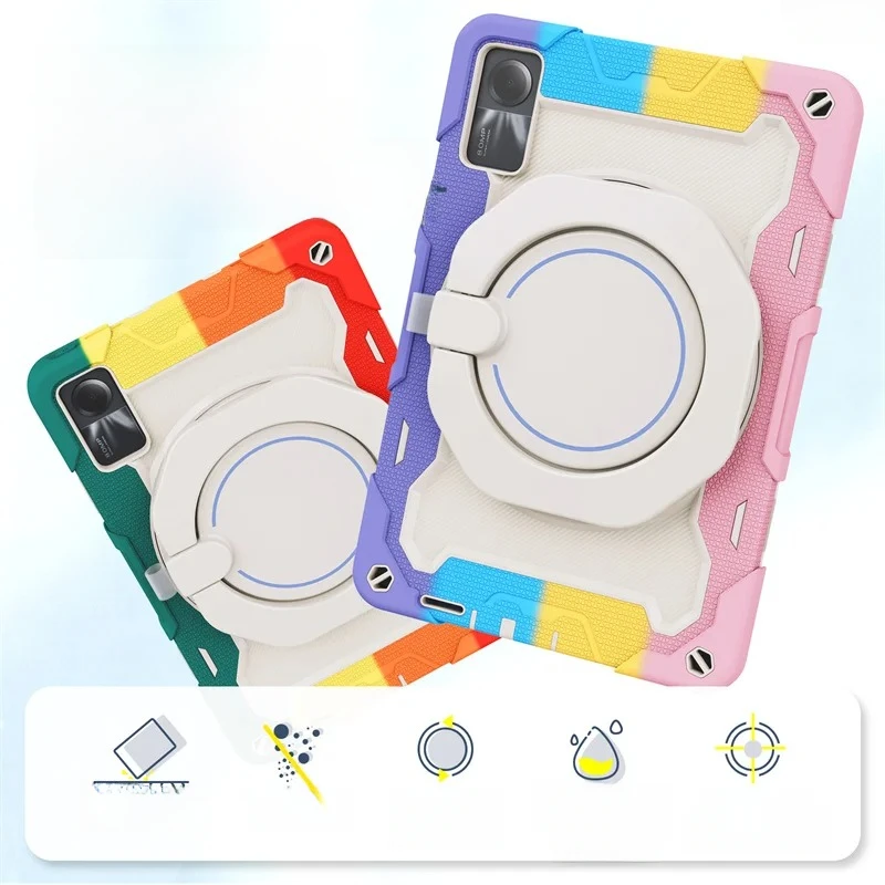 For Xiaomi Redmi Pad SE 8.7 Pro 12.1 10.6 Mi Pad 5 6 11 inch 6S Pro 12.4 Tablet Case Shockproof Silicon PC Pull Ring Stand Cover