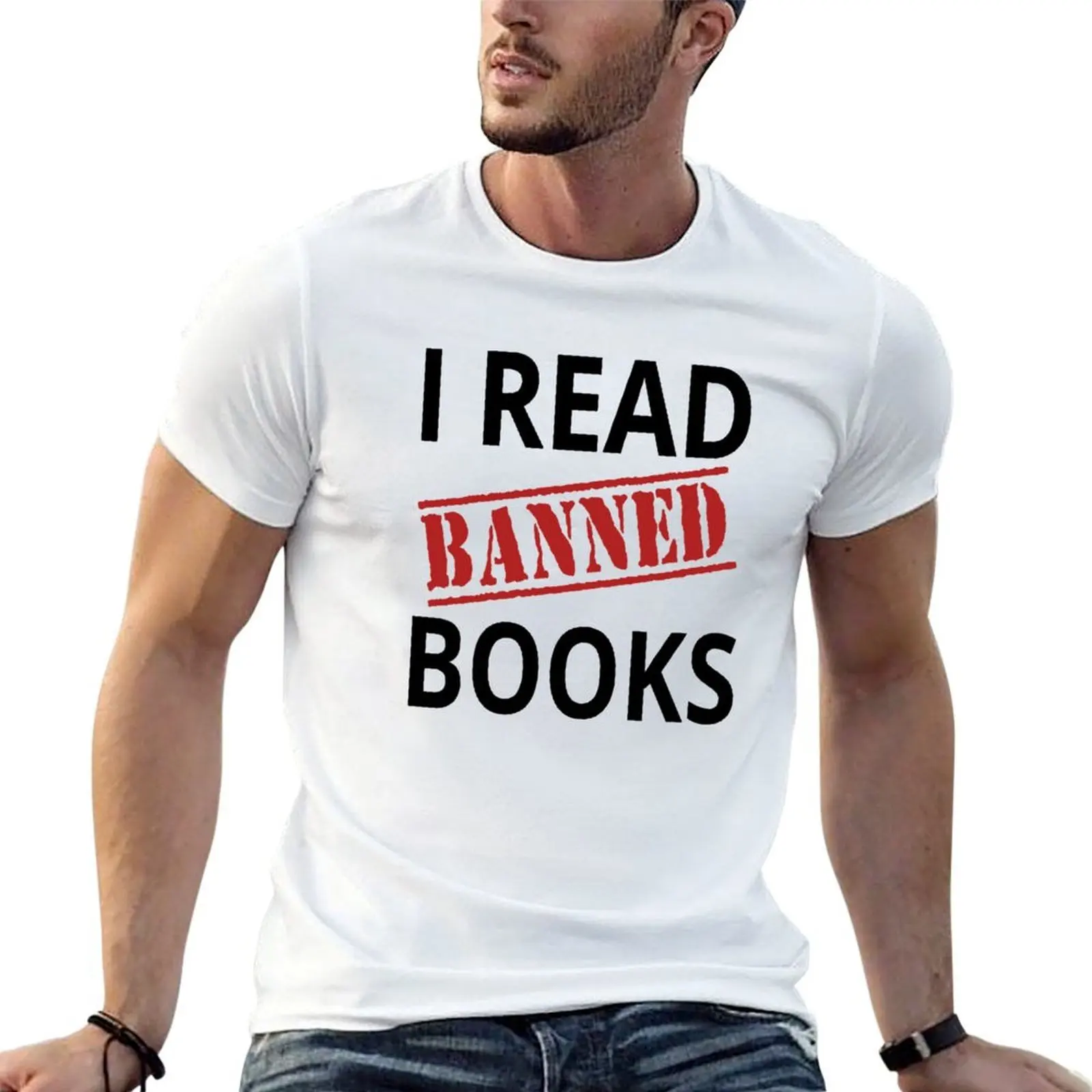 I Read Banned Books T-Shirt oversized summer top mens t shirts pack