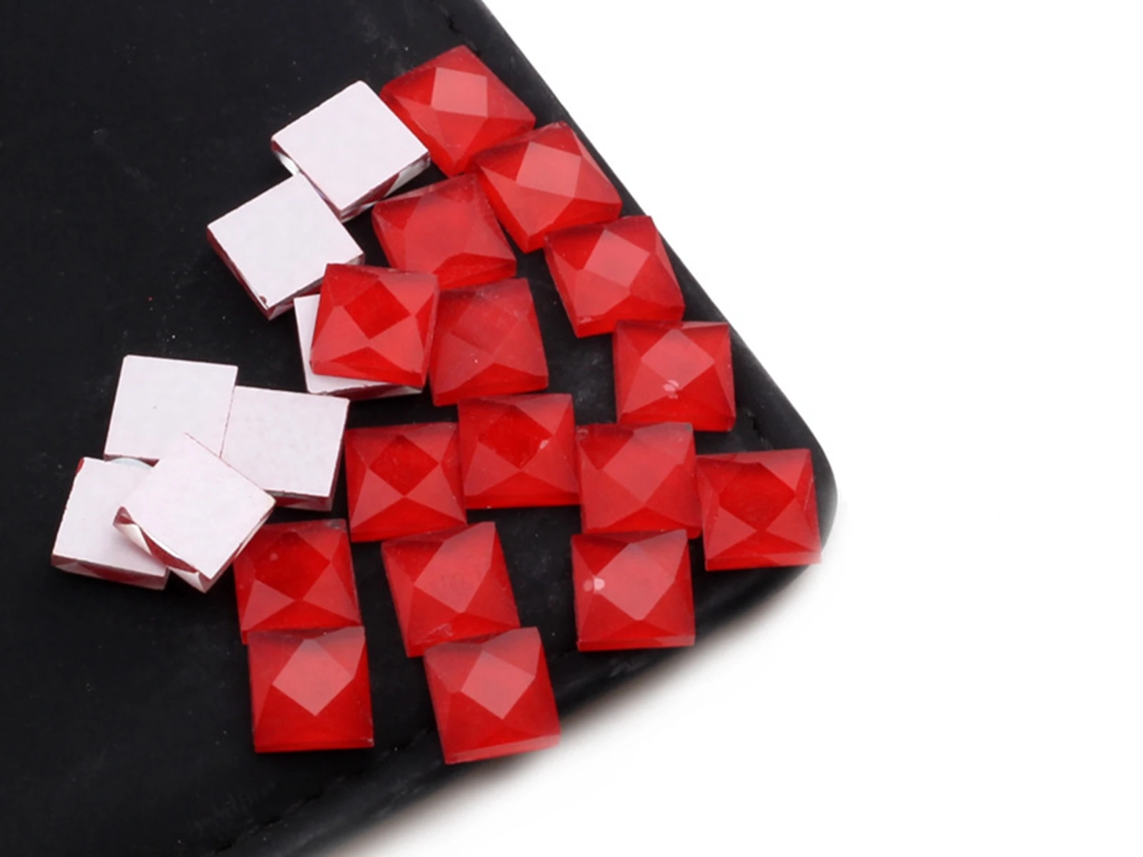 100 Jelly Color Faceted Square Flatback Glass Rhinestone Cabochon Gems 10X10mm