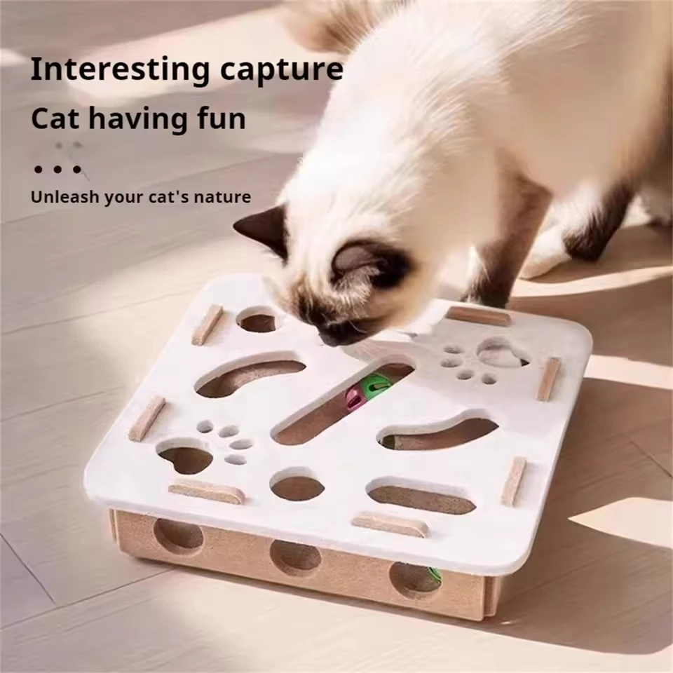 Katzen-Puzzlespielzeug Filz-Puzzlebox Katzen-Übungsgerät mit Ball Indoor-Sport-Unterhaltung Jagd-Katzenspielzeug für Hauskatzen Spaßiges Spiel – Detail 2