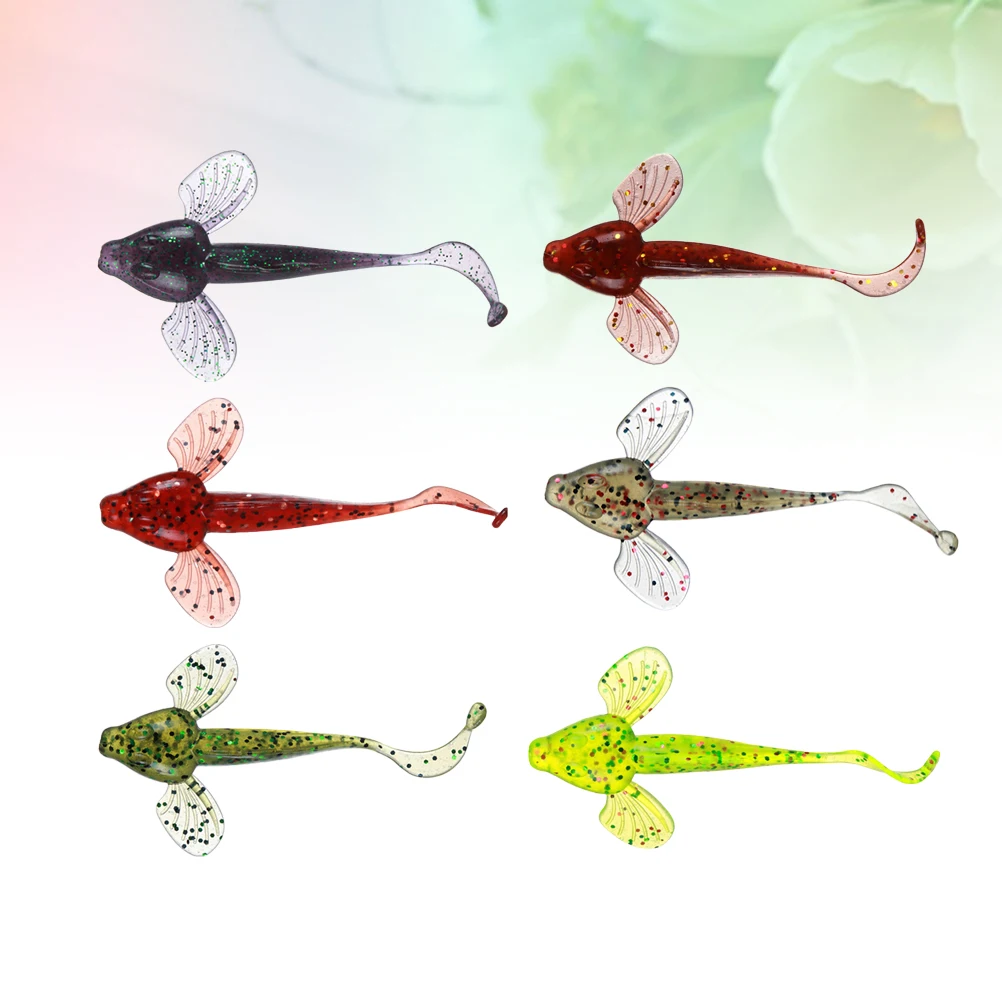 

6PCS Fish-shaped Curly Bait 5.5g 10cm Lifelike Fishing Kit Baits Saltwater Freshwater Bionic PVC