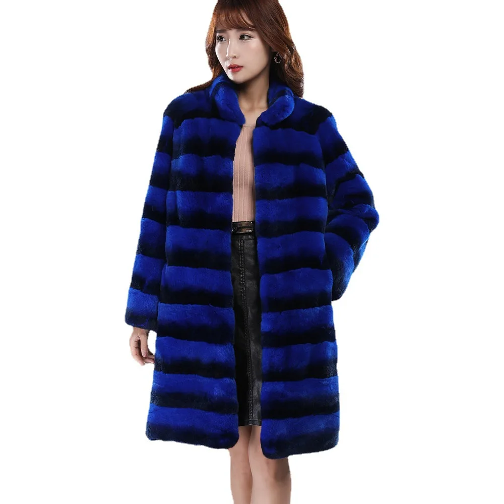 

Lady Rex Rabbit Fur Coat Autumn Winter Genuine Women Warm Outerwear LF23015Y