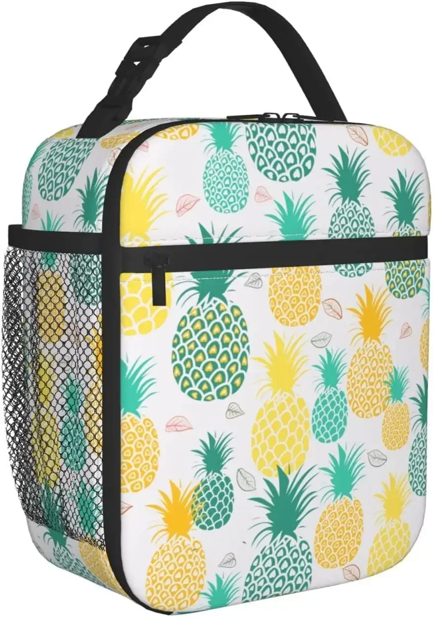 Summer Pineapple Lunch Bag Tote Bag Lunch Bags for Women Food Box Insulated Lunch Container Cooler Bag One Size Bags