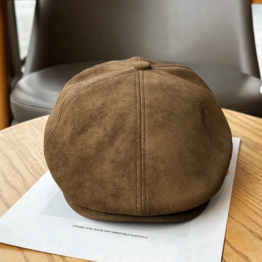 قبعة عصرية كلاسيكية للأمام قابلة للتعديل من جلد الغزال المقلد قبعة موزع الصحف قبعة كلاسيكية للجنسين