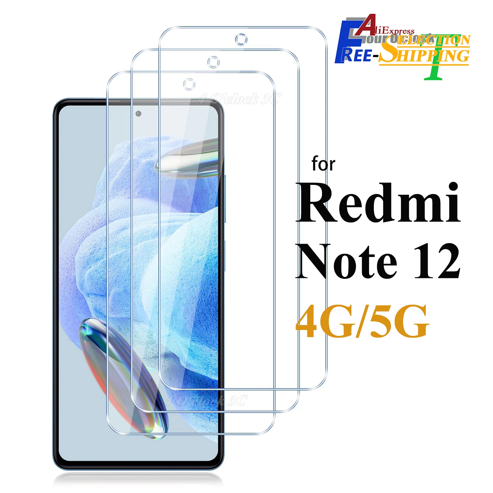 

For Redmi Note 12 4G 5G Screen Protector Tempered Glass Crystal Mica 9H HD Clear Transparent Case Friendly Anti Scratch