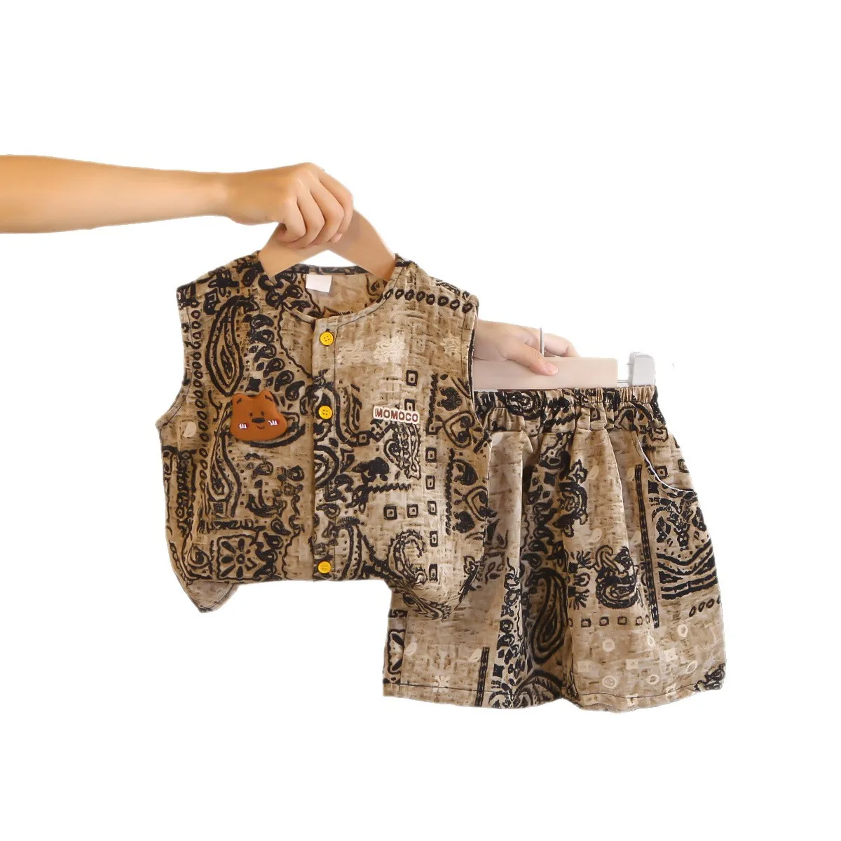 الفتيان الملابس مجموعات الصيف 2025 الأطفال سترة بلوزات بلا اكمام سراويل قصيرة 2 قطعة السراويل الموضة دعوى للطفل الزي الاطفال رياضية