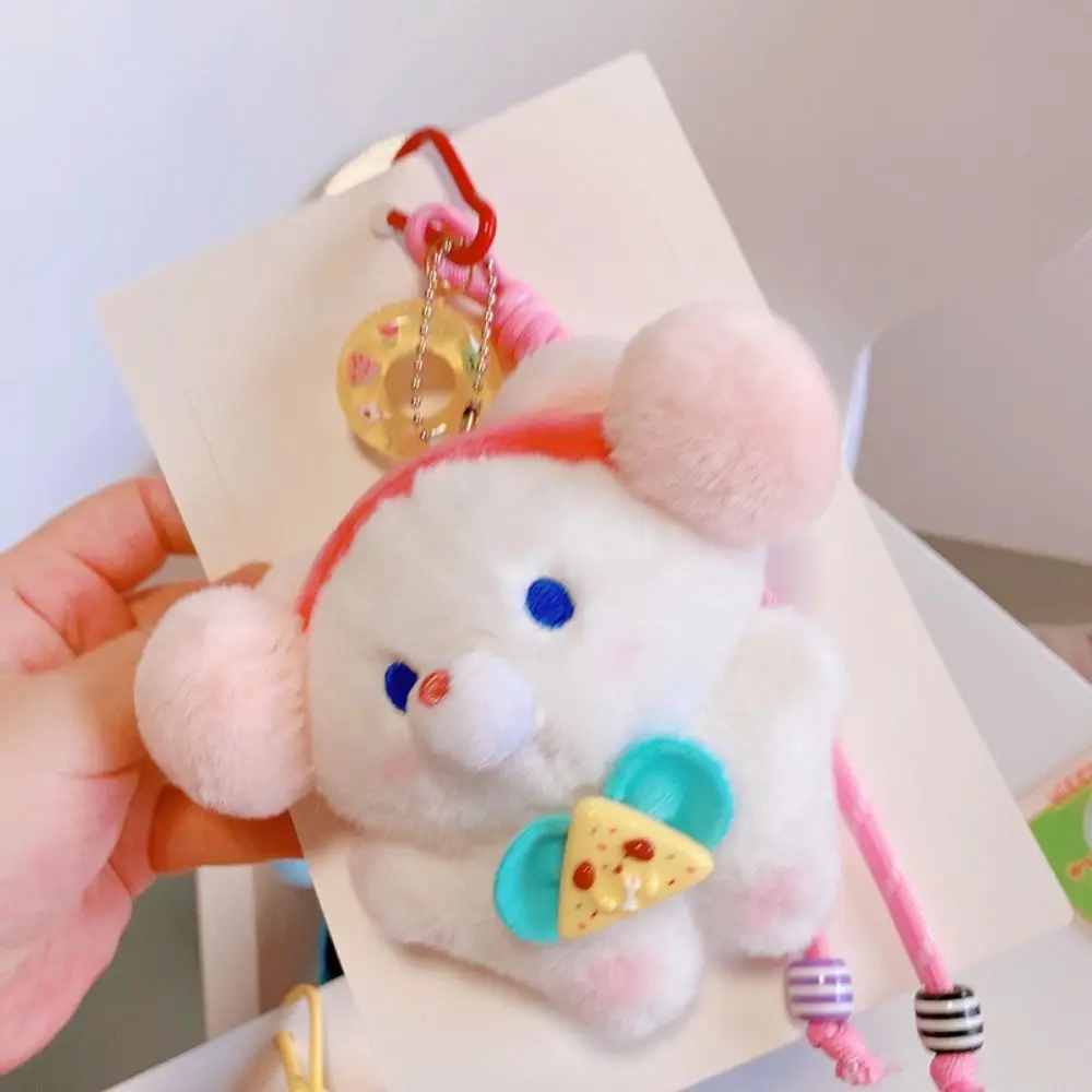 Ball Panda Plush Pendant Plush Doll Cute Expression Bear Plush Keychain Bow Creative Bunny Stuffed Keyring Birthday Gifts