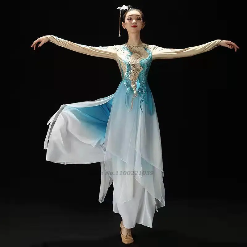 2024 women traditional chinese dance dress performance costume national dance costumes stage dress chinese hanfu sequins dress