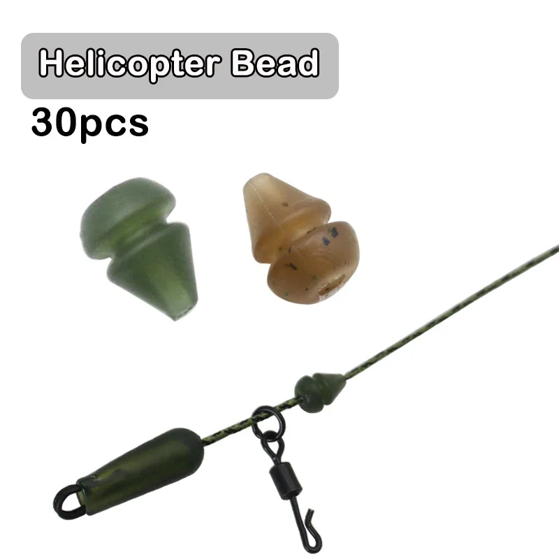 

30pcs Carp Fishing Accessories Helicopter Bead Quick Change Bead Hair Rigs Chod Rigs For Carp Fishing Terminal Tackle