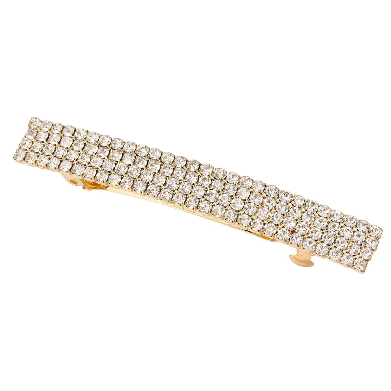 Korean Bling Hair Accessories Full Crystal Luxury Hair Barrette Diamante French Clip For Women Girls