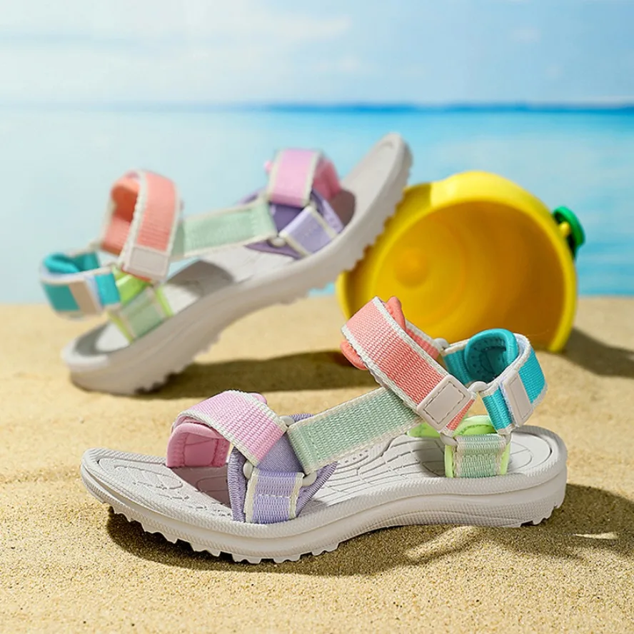 

Summer Children Girls' Breathable Sport Sandals Non-Slip Soft Sole Outdoor Beach Shoes Kids Casual Waking Sandals Size 30-38