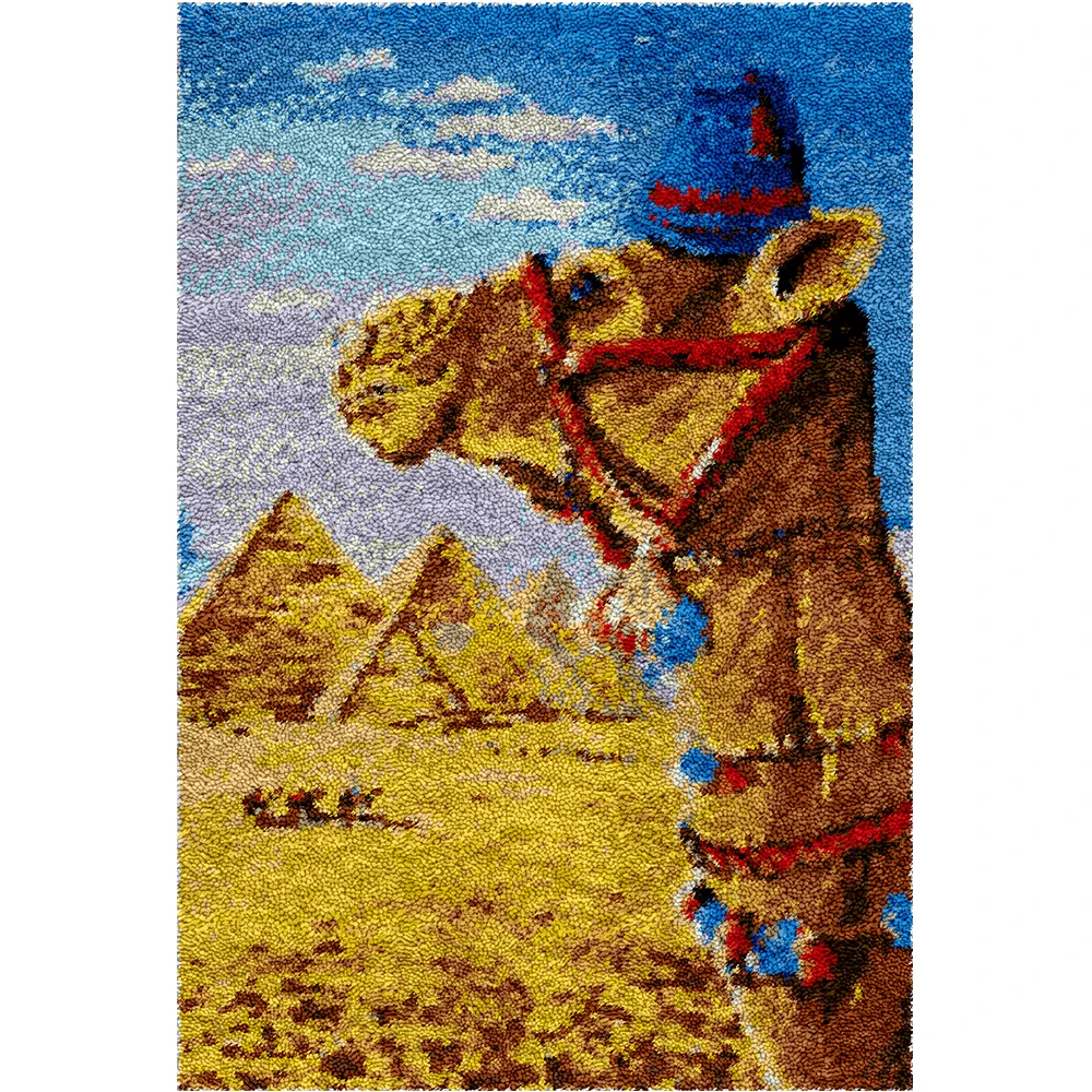 

Camel Latch hook rug kits with Preprinted Canvas Pattern DIY Rug Crafts Arts Carpet for Home Decoration Festival Gifts 69X102CM