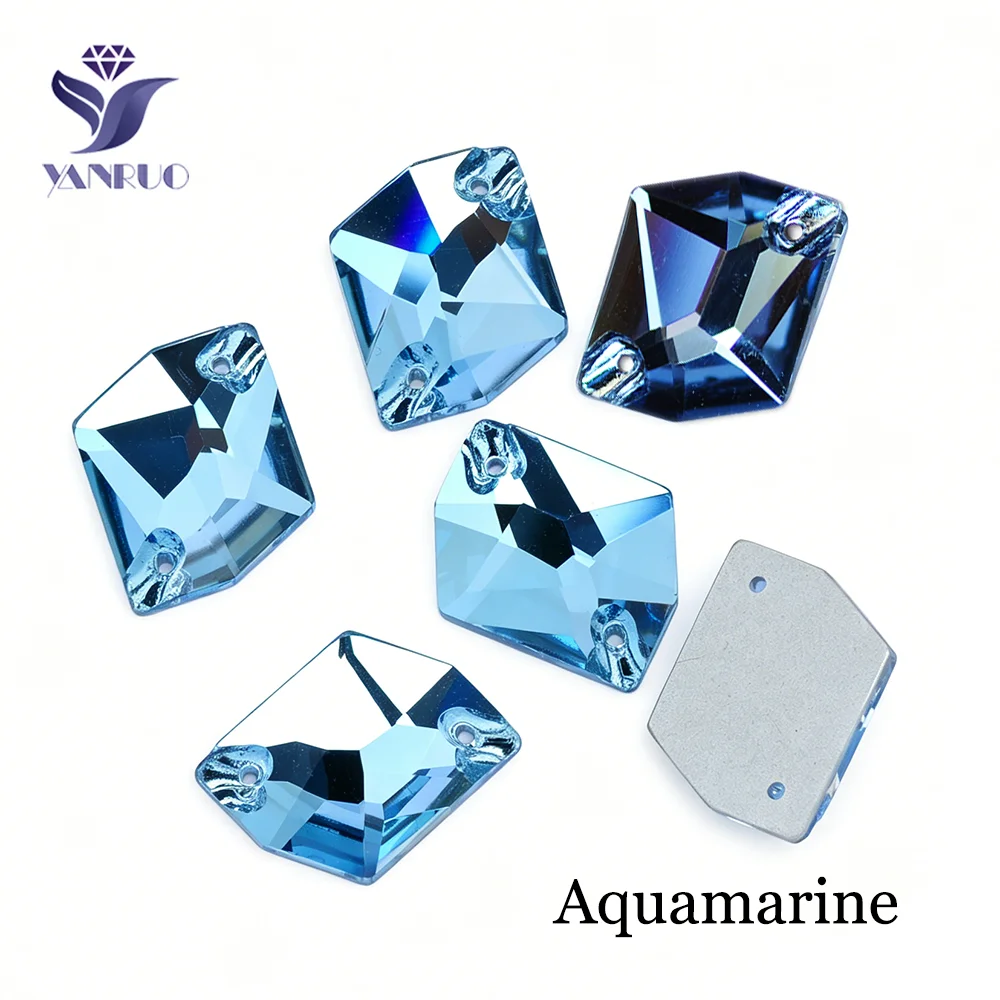 YANRUO Aquamarin Kristalle in Allen Formen zum Aufnähen, Strasssteine für Handarbeiten, Applikationen, Nähzubehör, DIY-Bastelsteine für Schmuck – Detail 5