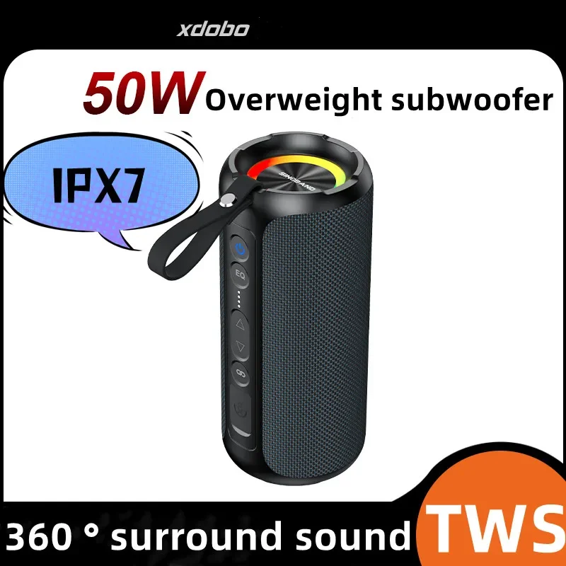 50W High-power 5200mAh BoomBOX Portable Bluetooth Speaker ipx7 Waterproof 3D Stereo Surround Outdoor Cycling  SubwooferXDOBO