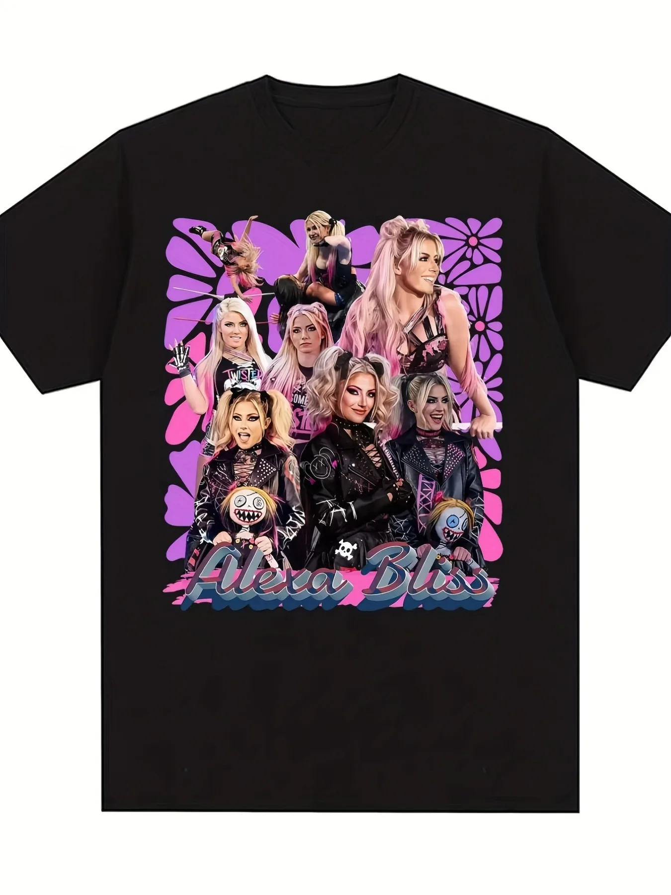 T-shirt unisexe avec logo Alexa Bliss Wrestling - T-shirt surdimensionné à manches courtes avec sa célèbre pose, style Harajuku, vêtement décontracté pour les supporters, lavable en machine (inspiré officiellement)