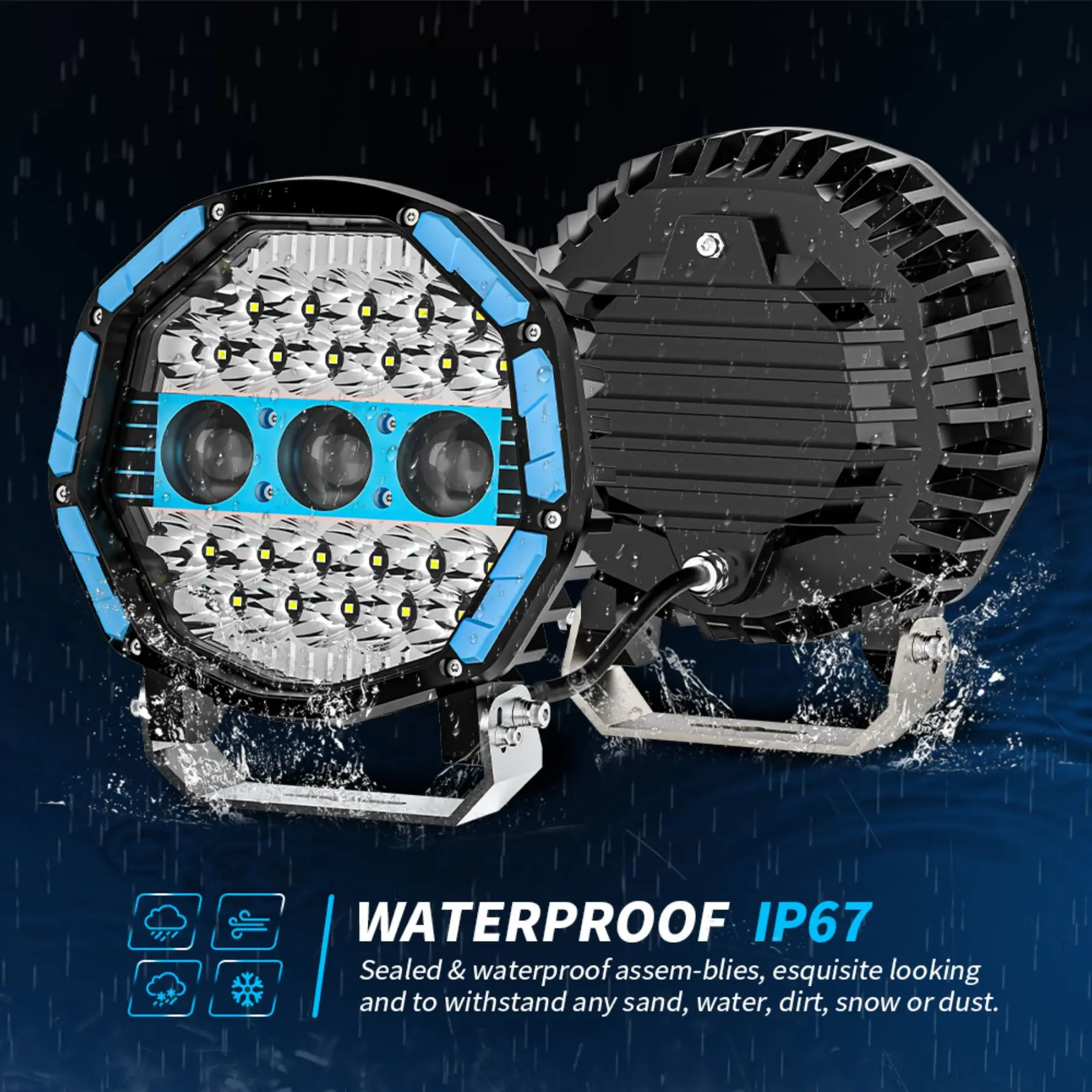 New 9'' High-Power Laser LED Spotlight 110W High Brightness Work Light for Off-Road Protective Exterior Auto Lighting