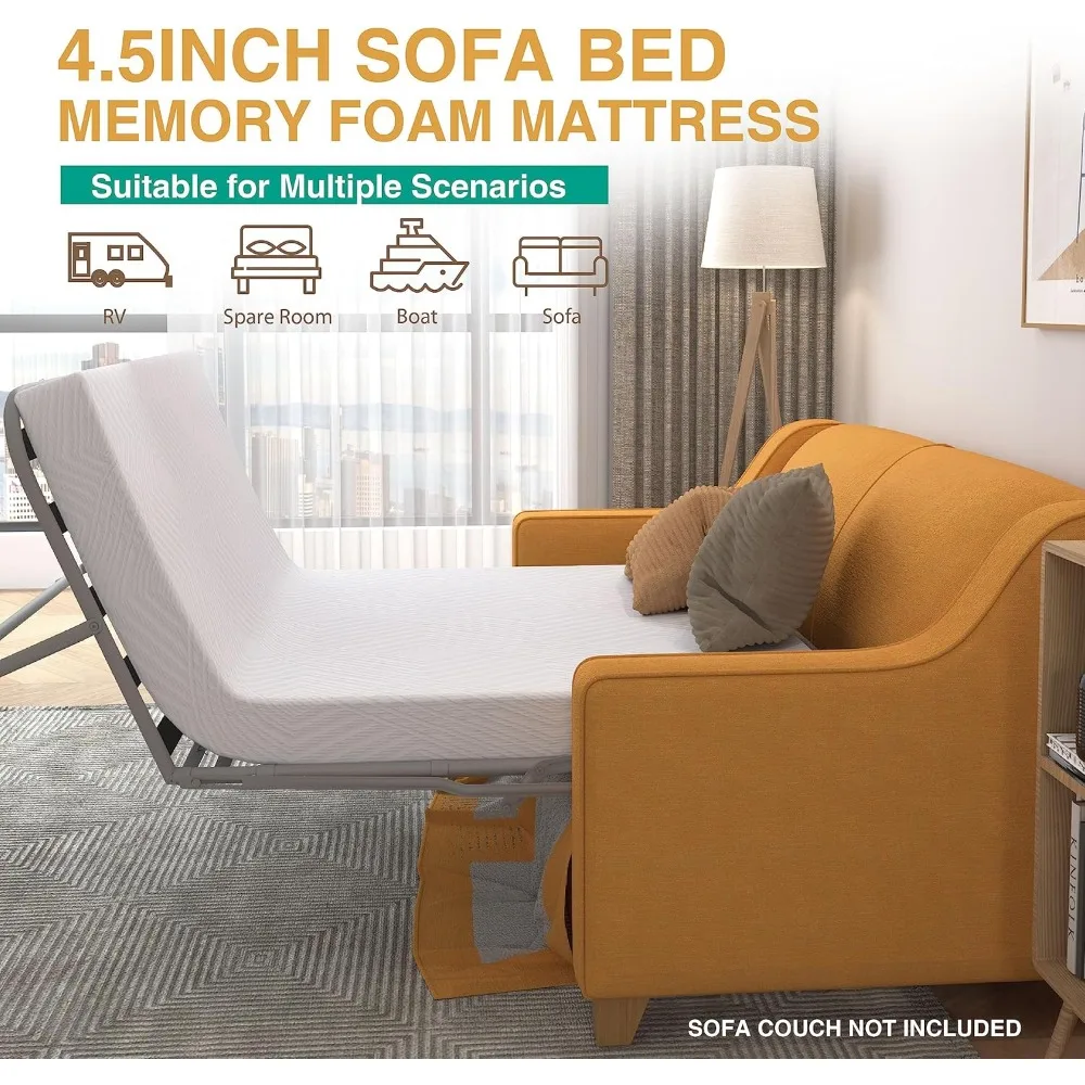 مرتبة أريكة نوم كاملة الحجم - إسفنج ميموري فوم مقاس 4.5 بوصة مع قماش خالي من الألياف وغطاء قابل للغسل #4