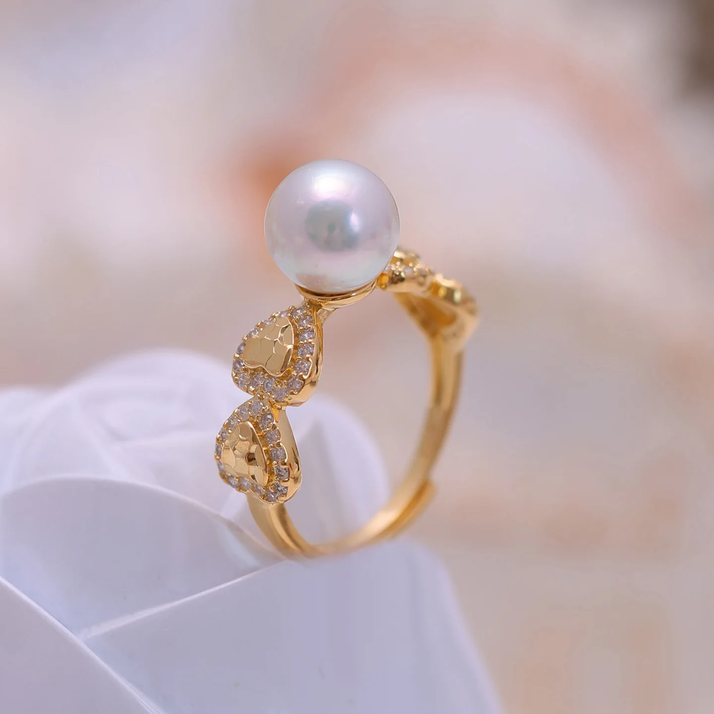 Heart S925 Sterling Silver Adjustable Finger Ring Mountings Base Setting Findings Jewelry Components for 8-9mm Pearls 3pcs/lot