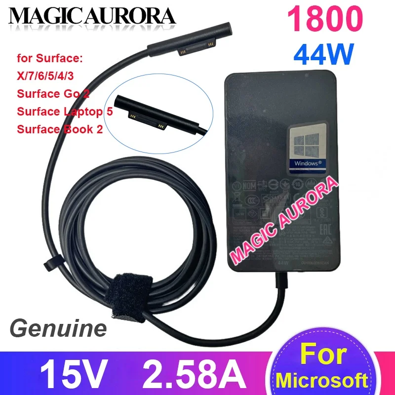 

Original 1800 Power Adapter 15V 2.58A 44W for Microsoft Surface X/7/6/5/4/3 Surface Go 2 Laptop 5 Surface Book 2 Fast Charger