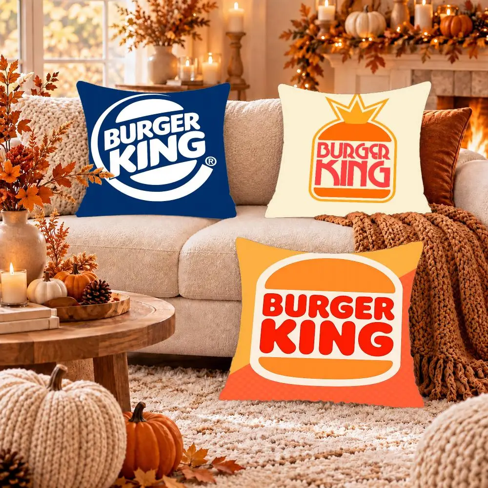 Brand B-Burger King Cushion Cover Soft Plush Cushion Case Throw Pillowcase Cozy Home Sofa Bed Living Room Decor
