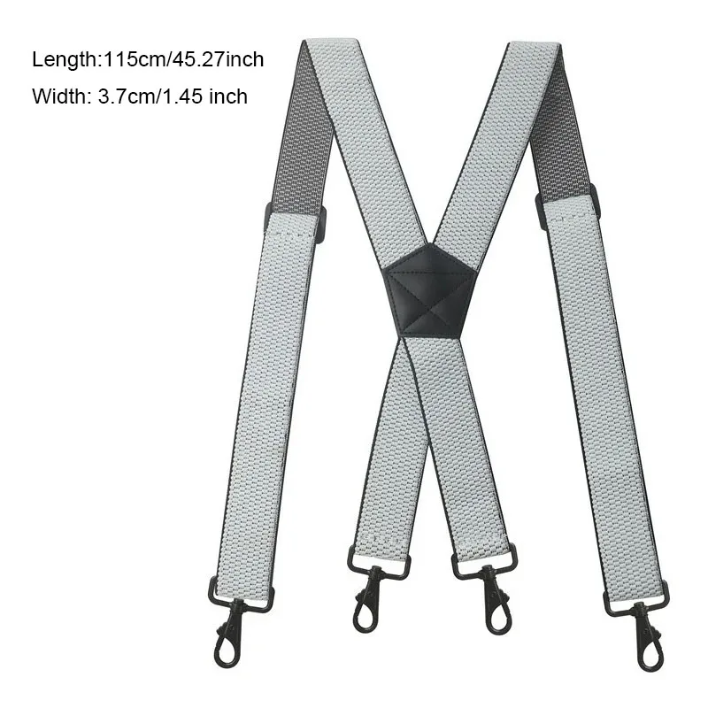 Heavy Duty Suspenders Big Tall 3.7cm Width With 4 Swivel Hook Belt X Back Work Braces Adjustable Elastic For Men Women Fashion