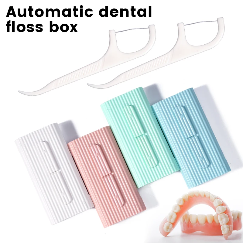 

Portable Automatic Dental Floss Storage Box Flosser Picks Toothpick Teeth Stick Press-on Disposable Flossing Dispenser Oral Care