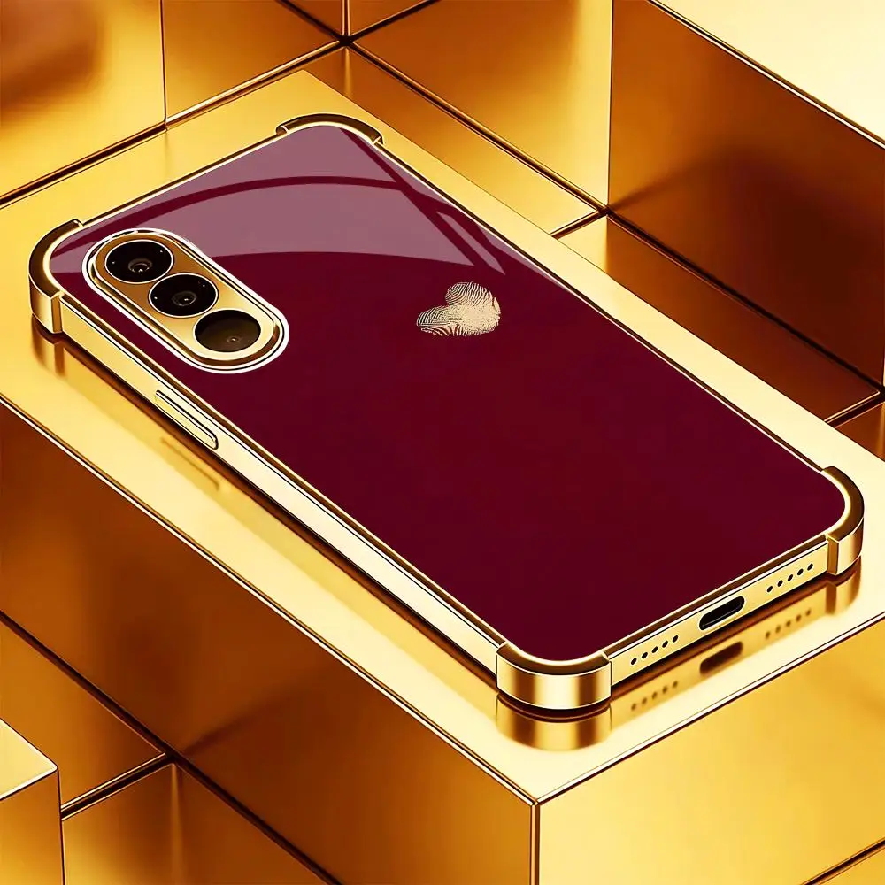 High end red heart fingerprint Glass Fashion phone case for Samsung Galaxy S26/S25/S24/S23/S22/S21 FE Ultra Plus Dropresistant