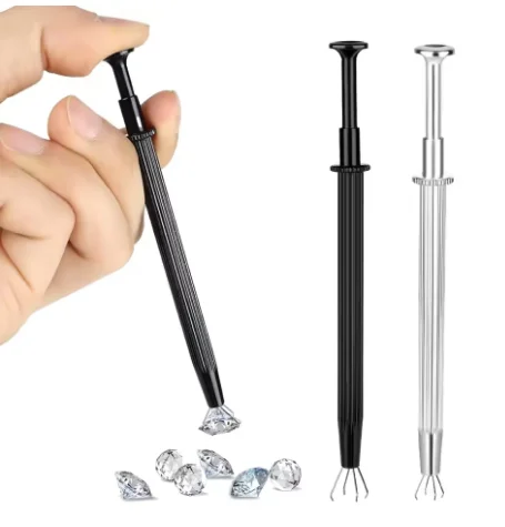Professional 3Pcs Diamond Grabber Pick Up Tool Set, Jewelry Tweezers with Prongs for Stones Beads Sprinkle Pen DIY