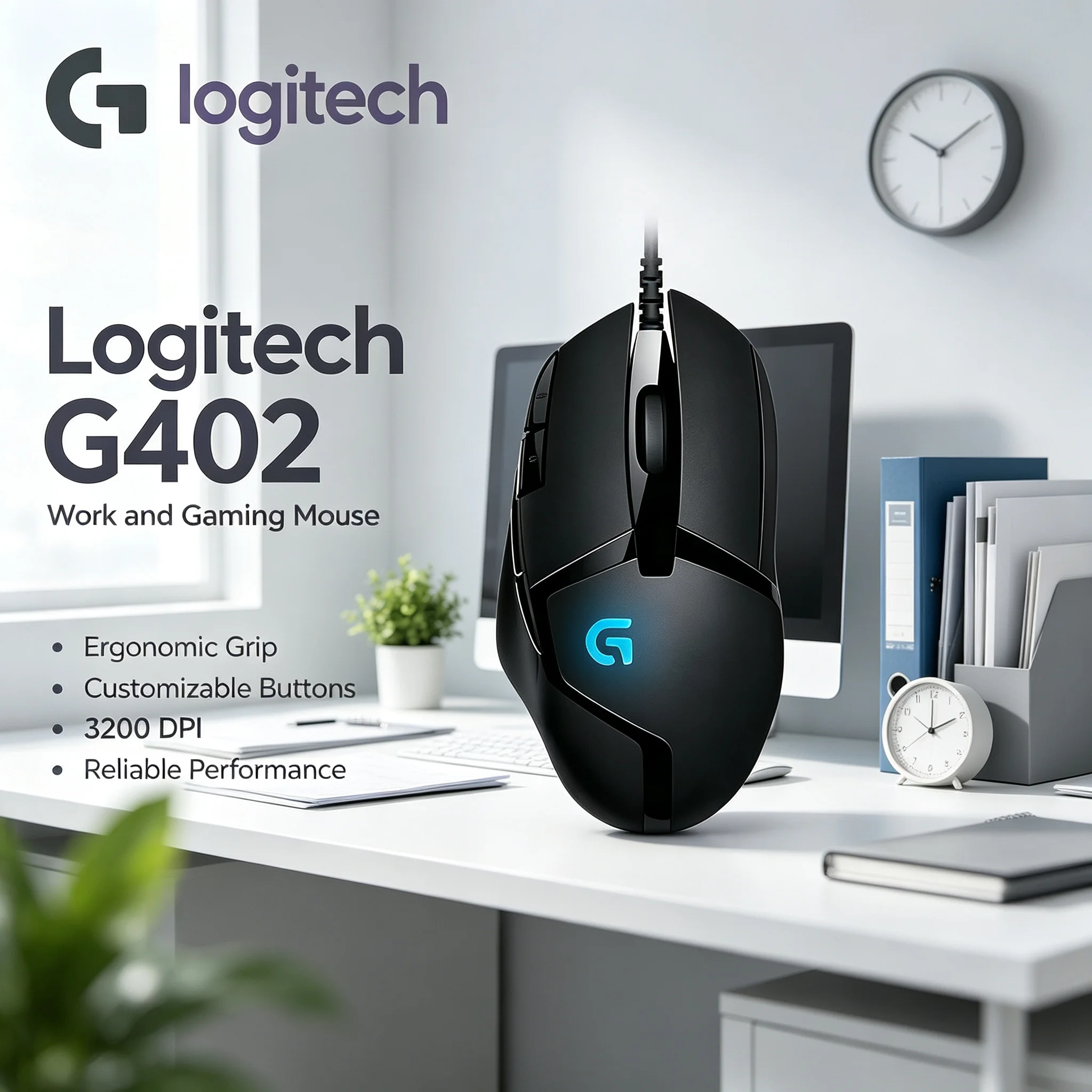 Logitech G402 Hyperion Fury USB Gaming Mouse Adjustable DPI Settings RGB Backlight For CS 2 Valorant League of Legends Gaming Co