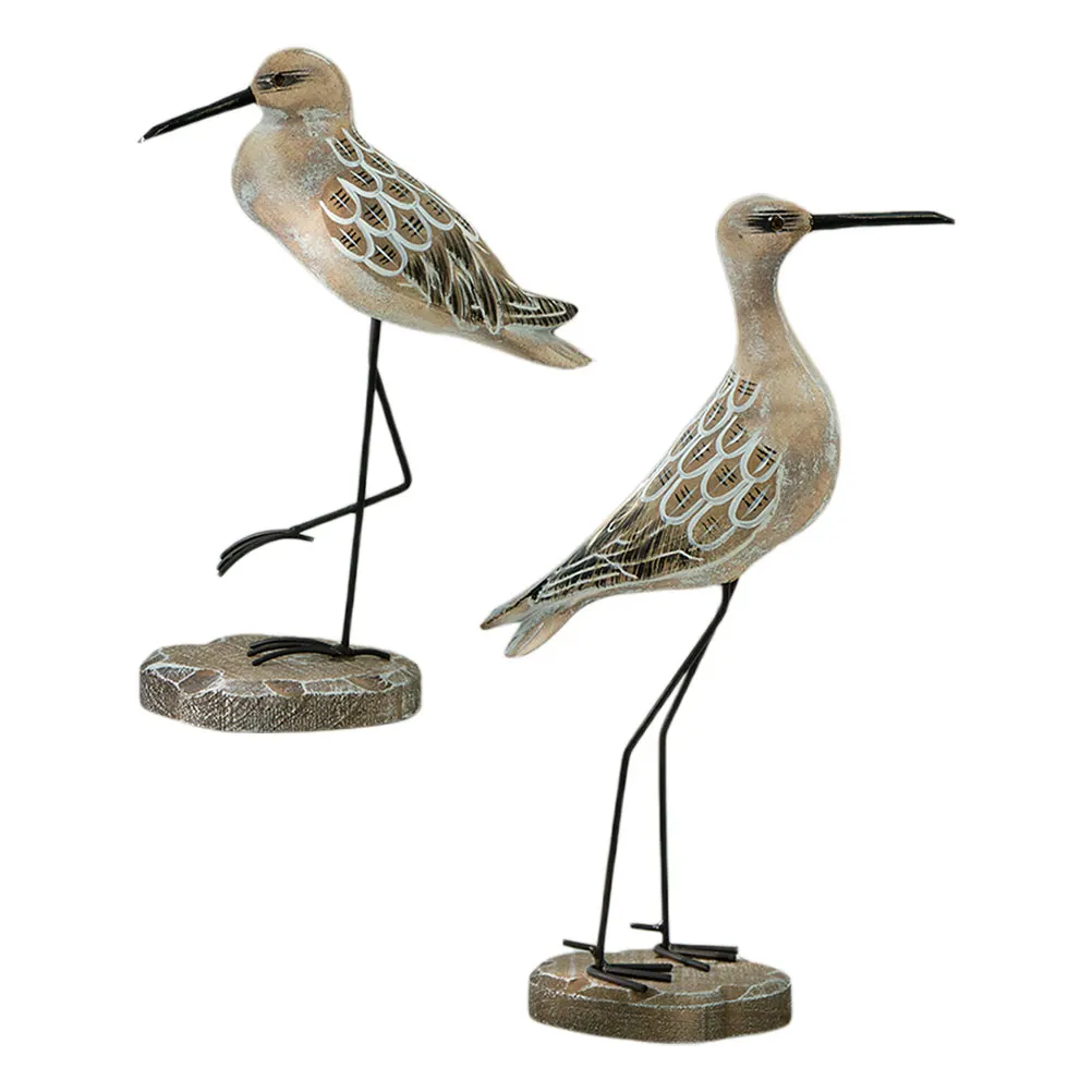 

2Pcs Coastal Bird Sculpture Vintage Design Wooden Seabird Home Decor Beach Bird Figurine Garden Decoration Desktop Decoration