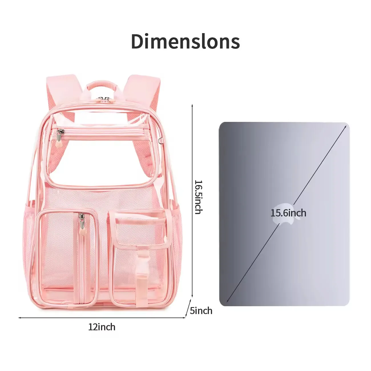 MOK Pink School Bags College Jelly Clear Backpack Schoolbag Girls School Bags For Woman Travel Bag Middle High Students Mochilas