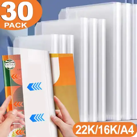 Capa de livro de plástico transparente a4/16k/a5, fechamento autoadesivo, à prova d'água e resistente ao desgaste, capa protetora de pvc com 10 peças