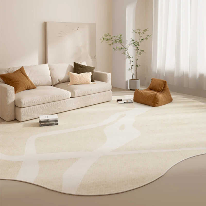 Plain Special Shaped Living Room Carpet Irregular Bedroom Bedside Anti Fouling Carpets High End Camel Color Sofa Non Slip Carpet