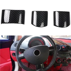 For VW Volkswagen New Beetle 2003-2010 Carbon Black Interior Steering Wheel Cover Trim Car Accessories 3pcs