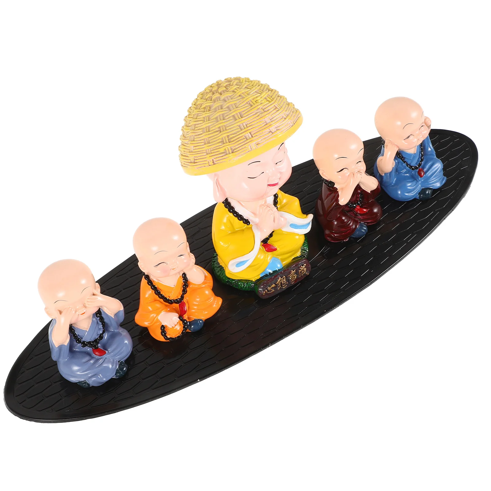 

5Pcs Bobble Head Creative Car Dashboard Ornament Shaking Head Buddha Statue Good Luck Feng Shui Decoration