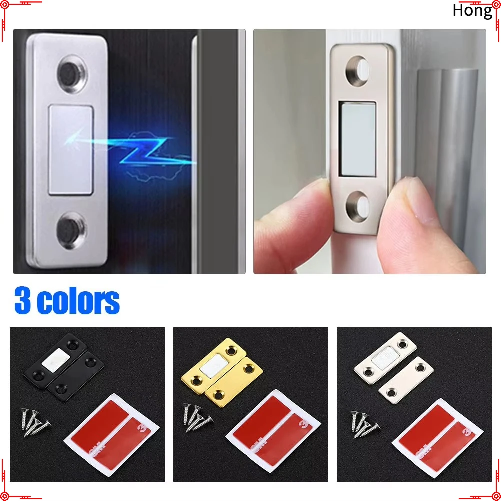 1 Set Hiding Door Catches Hole-Free Invisible Magnet Door Suction Magnetic Cabinet Closer Powerful Ultra-Thin Magnets Door Catch