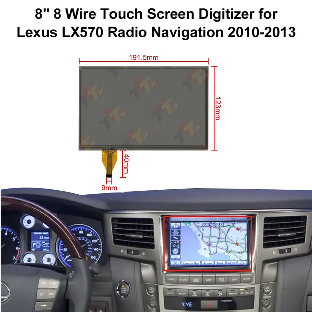 8" 8 Wire Touch Screen Digitizer for Toyota Land Cruiser 200, Lexus LS460 LX570