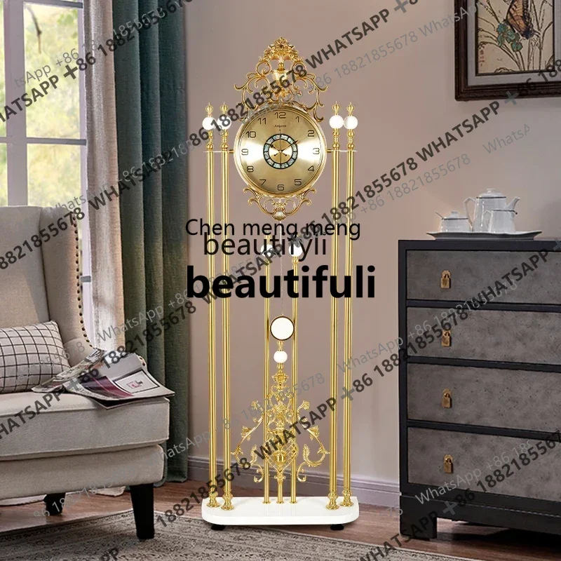 

R European floor clock living room large ornament clocks and watches retro American metal silent home R