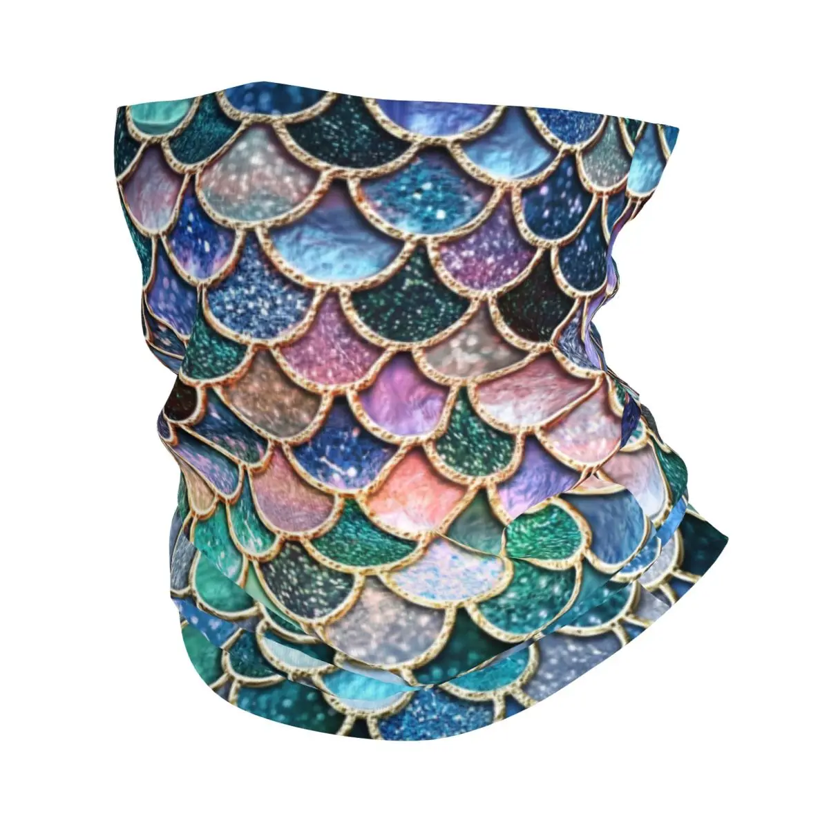 

Довольно красочные искусственные блестящие чешуи русалки на заказ, бандана, утеплитель для шеи, мужской и женский зимний лыжный шарф-труба, гетры, чехол для лица